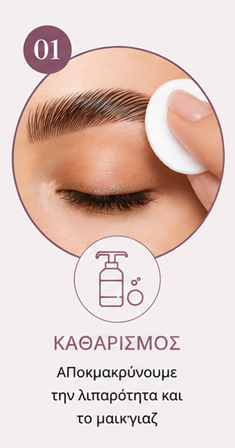 Καθαρισμός φρυδιών πριν το Brow Lamination