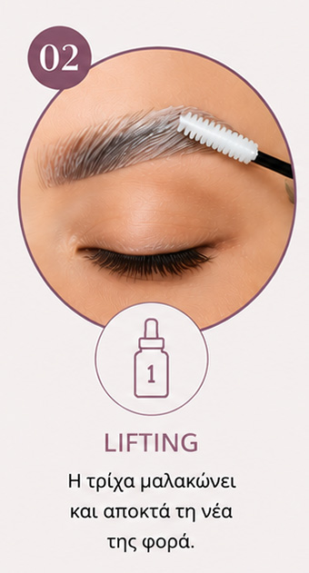 Εφαρμογή Lifting Lotion στο Brow Lamination